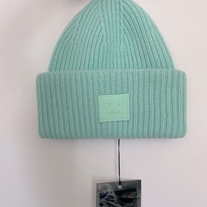 NWT mint green Acne Studios face knit beanie